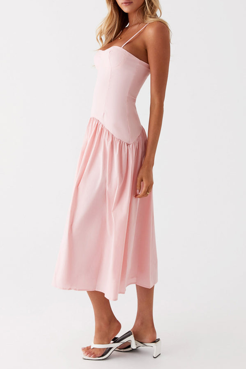 Yvette Corset Midi Dress - Pink