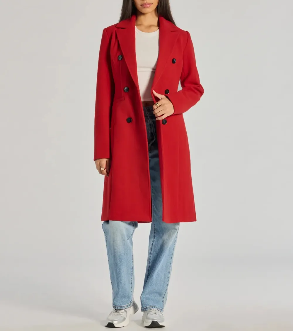 Sophisticated Layers Double-Breasted Faux Wool Trench Coat