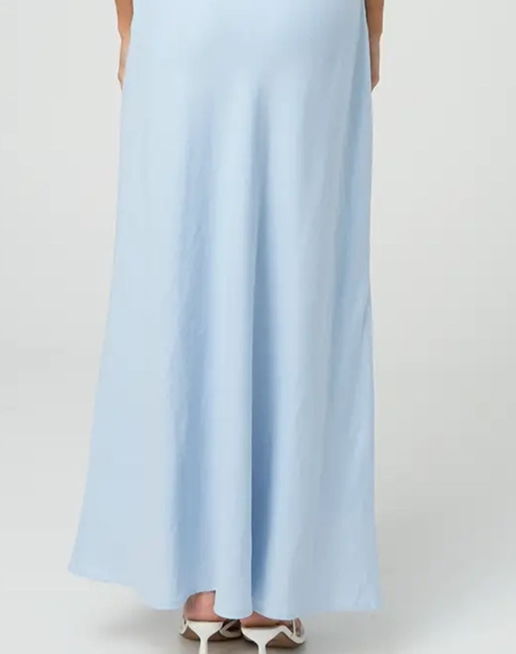 Linen Blend Strapless Maxi Dress