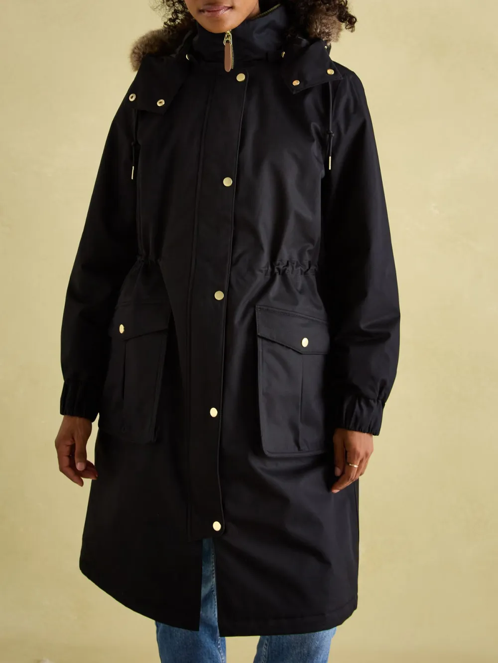 Harpsden Cosy Black Waterproof Fleece Lined Raincoat