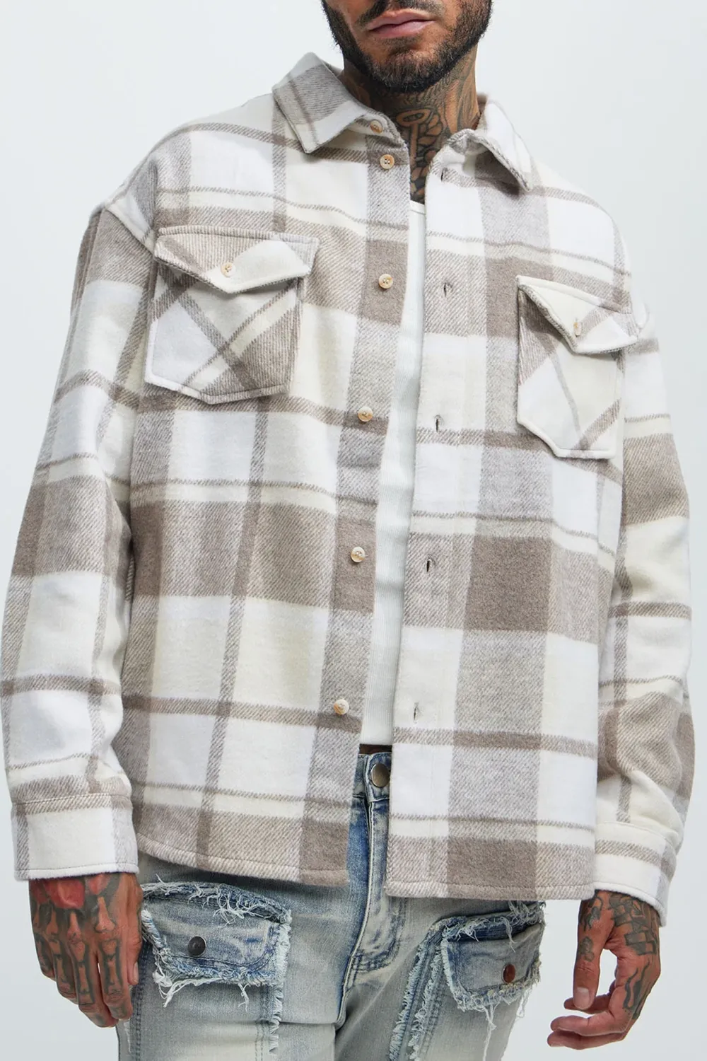 Wanted Plaid Shacket - Brown