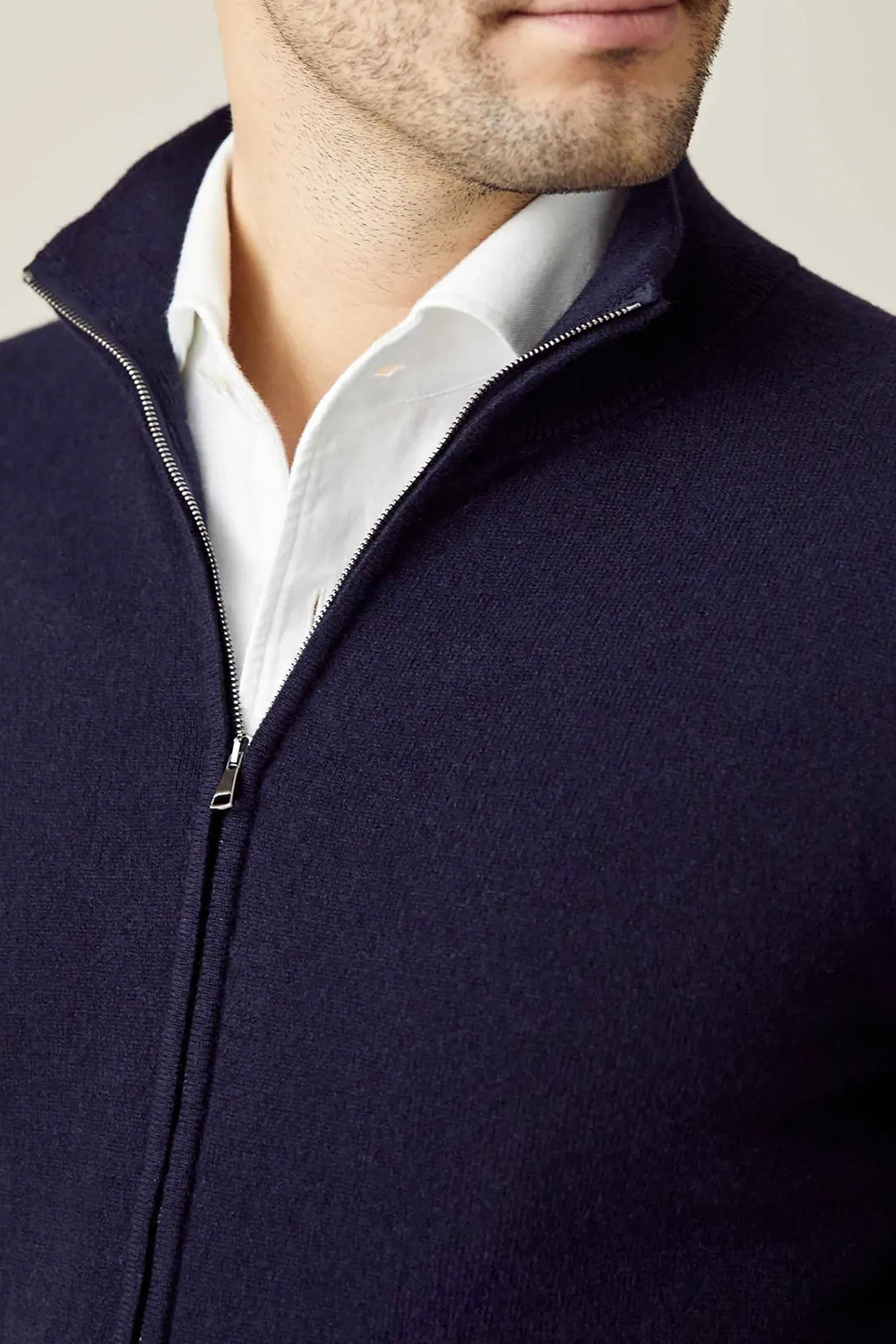 Ribbed Funnel Collar Cardigan