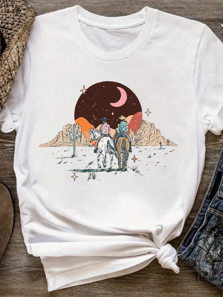 Wander The Desert Heather Peach Graphic T-shirt