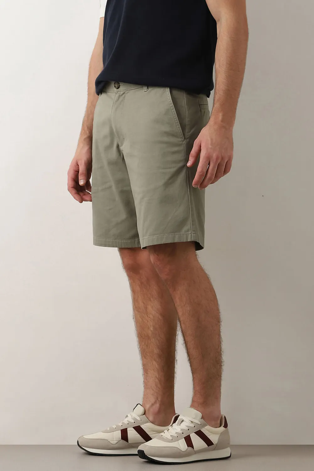 Off-White Mid Rise Cotton Chino Shorts