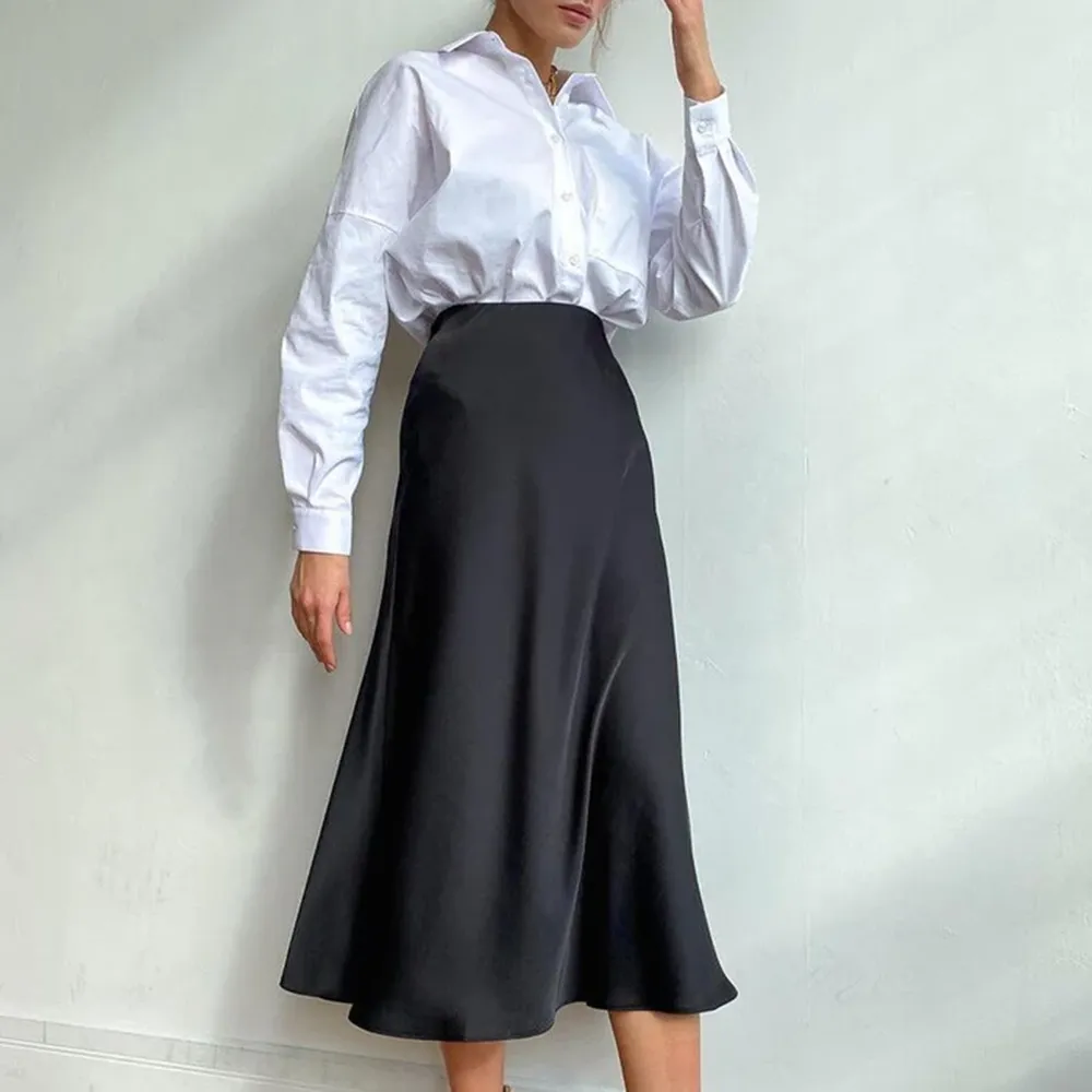 Love Affair Satin Midi Skirt