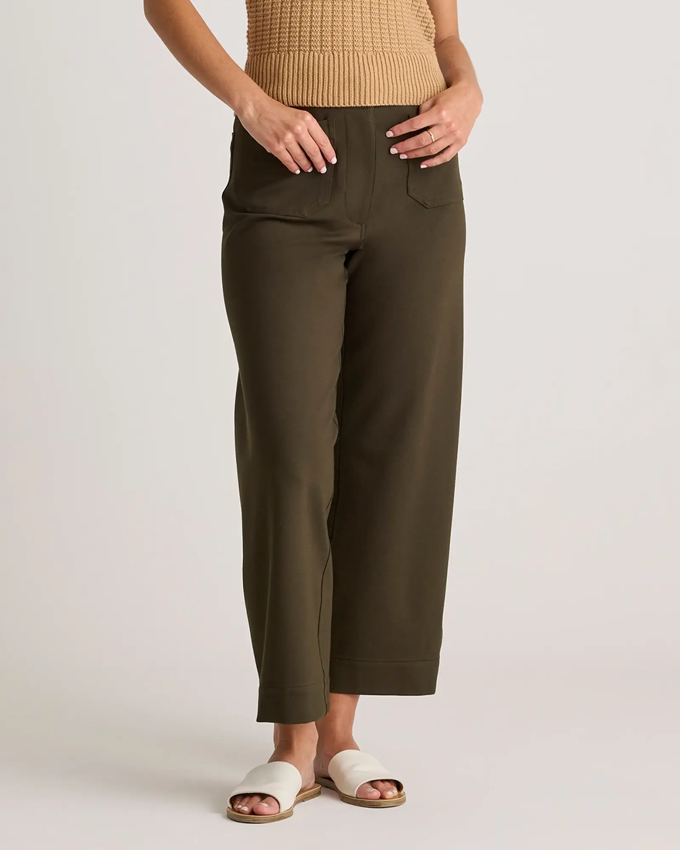 Ultra-Stretch Ponte Cropped Wide Leg Pants