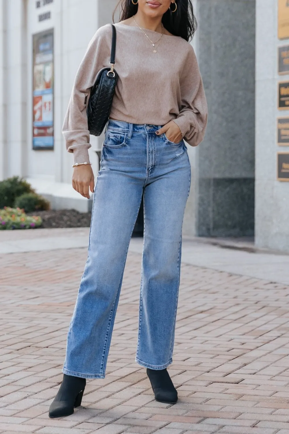 Medium Light Wash Super High Rise Dad Jeans