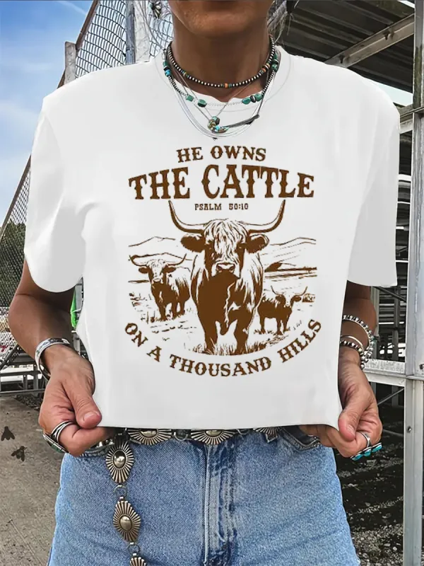 Western style pattern, mountain yak pattern T-shirt