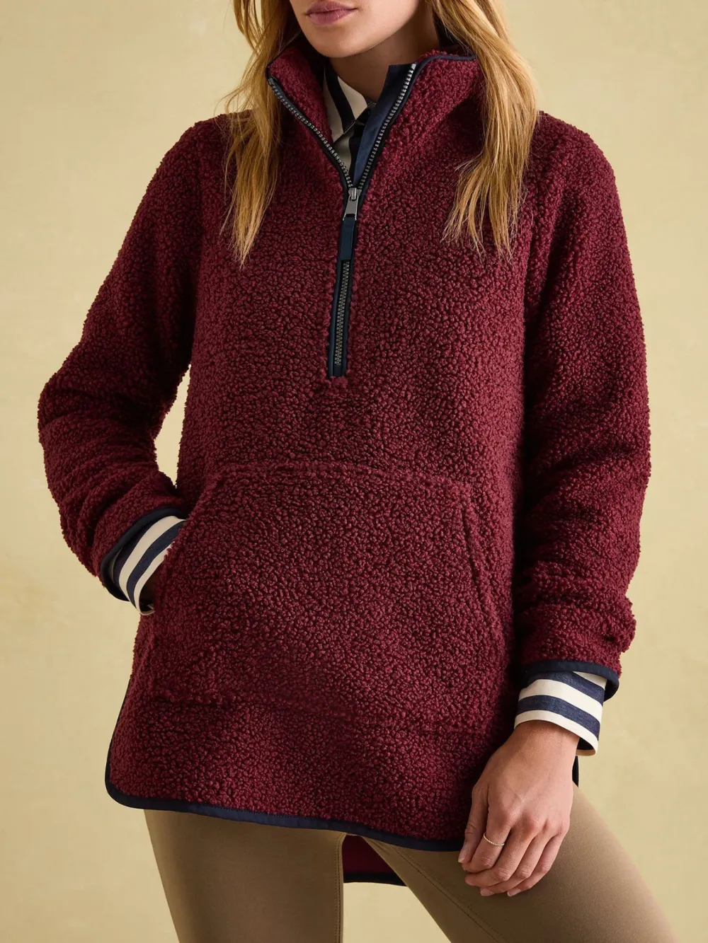 Regular Aldeburgh Burgundy Quarter Zip Fleece