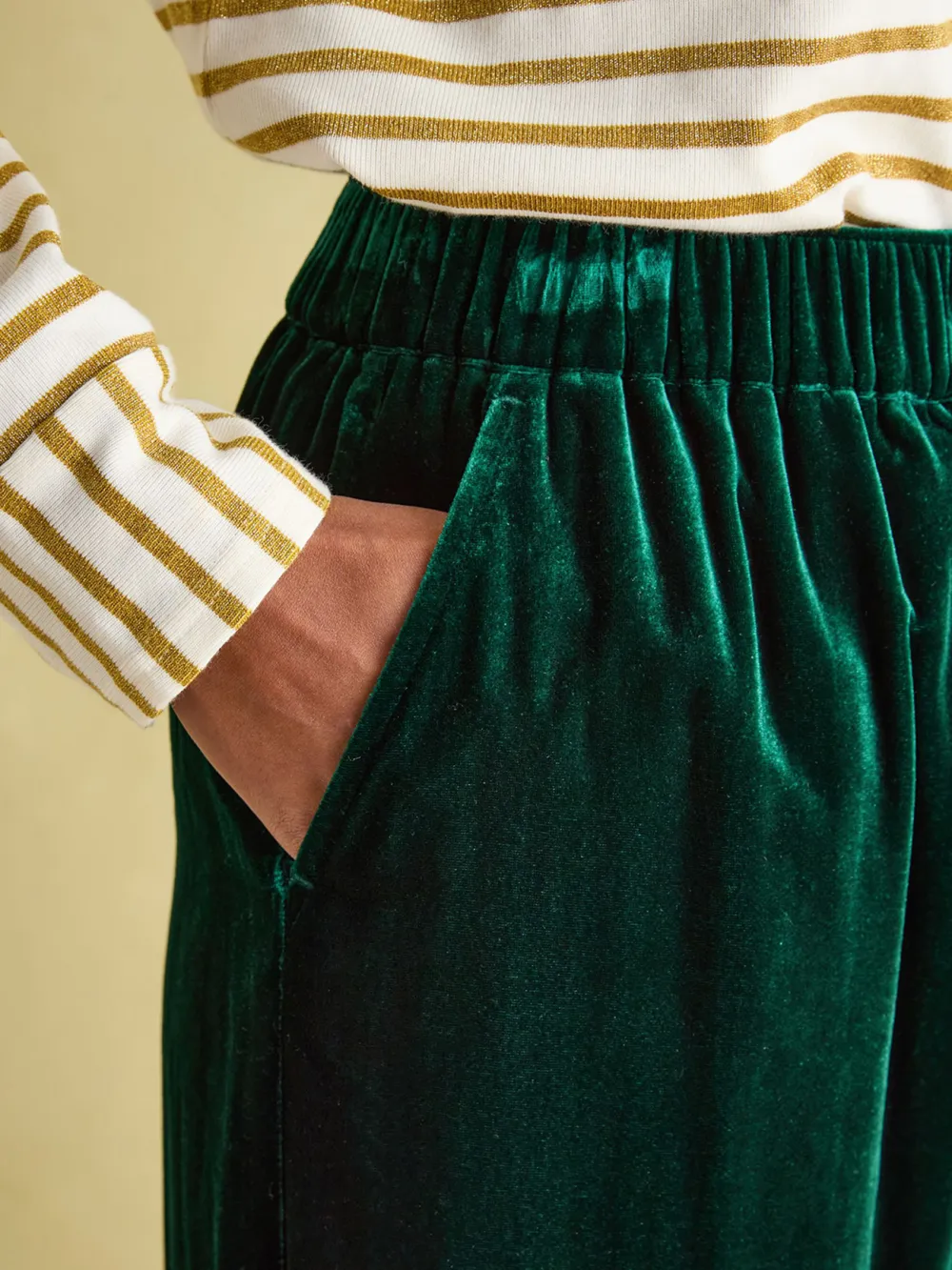 Green Velvet Straight Leg Trousers