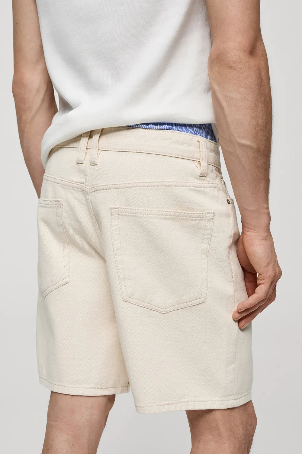 Non-Stretch Denim Bermuda Shorts