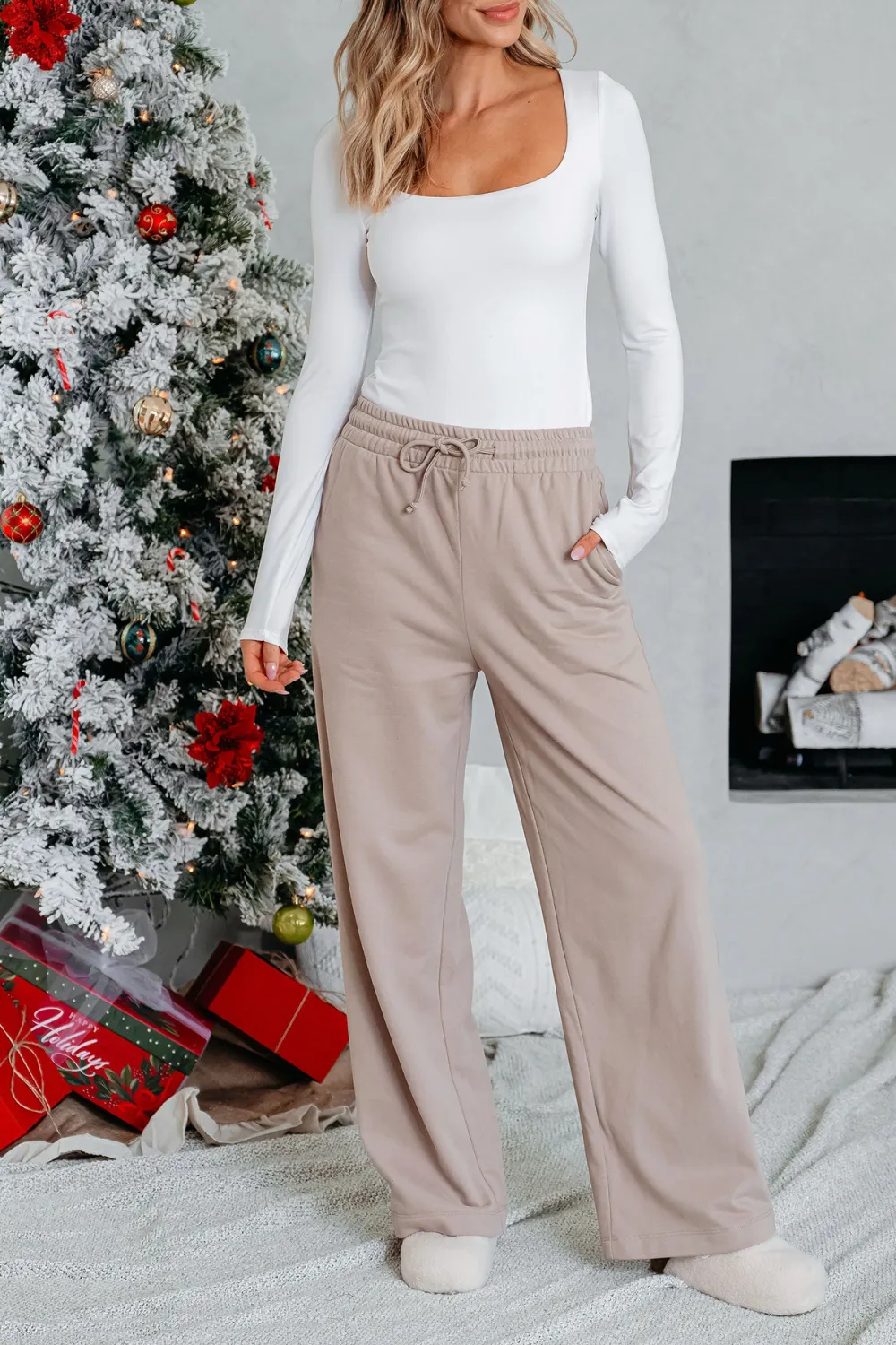 Comfort Lounge Mocha Wide Leg Sweatpants