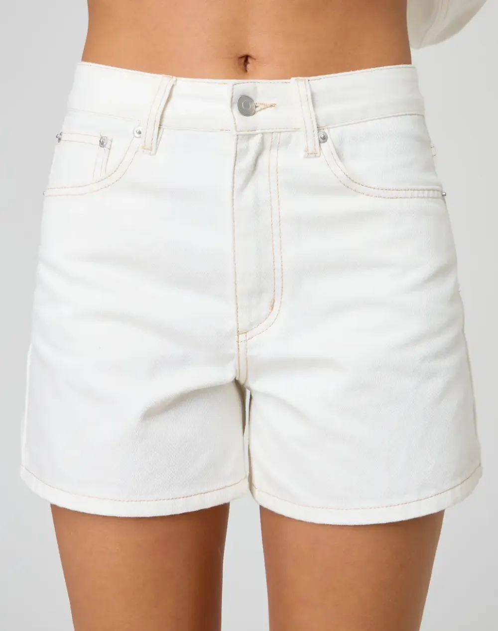 High Rise A Line Denim Short