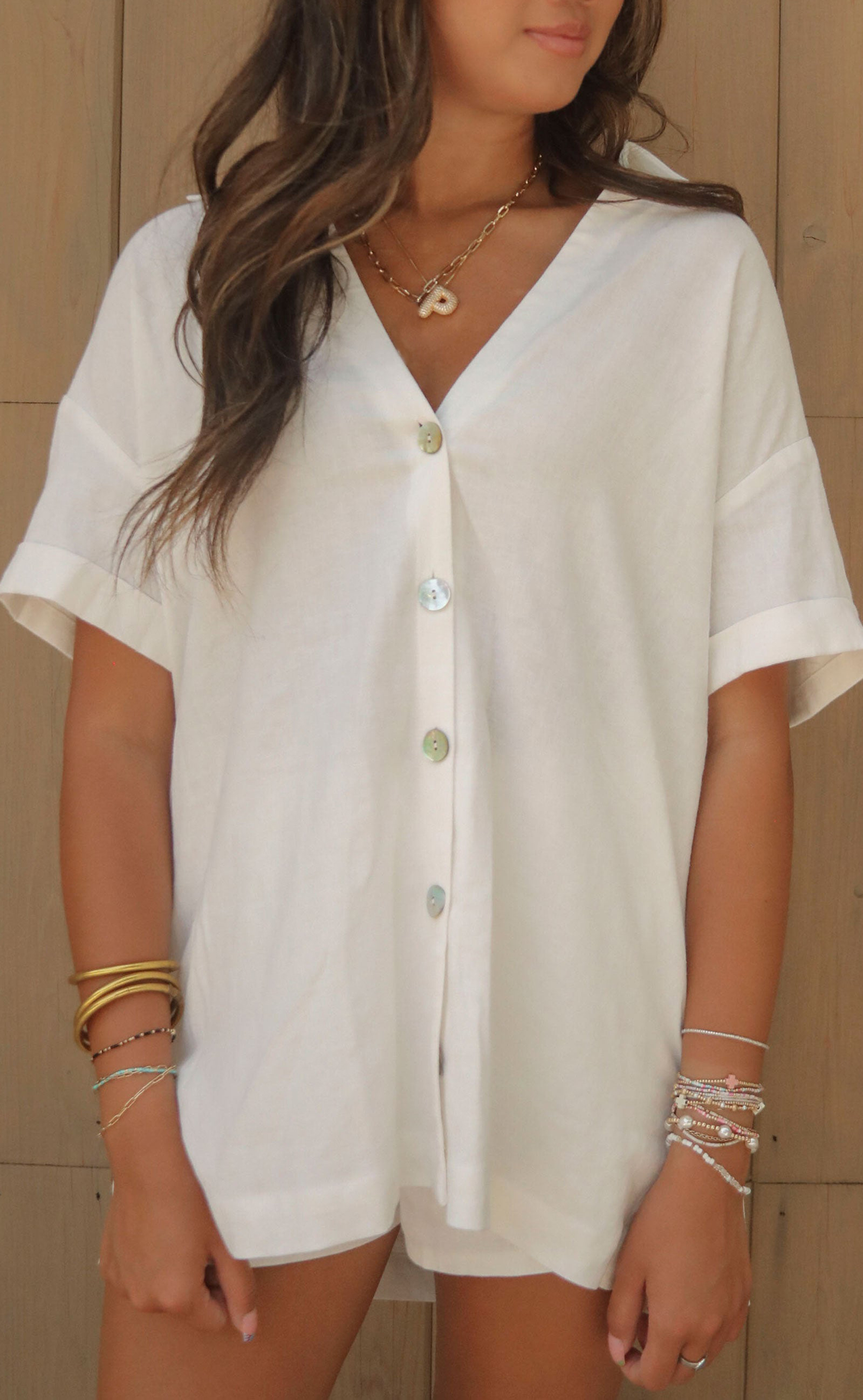 Show Me Your Mumu: Parker Button Down - White Linen