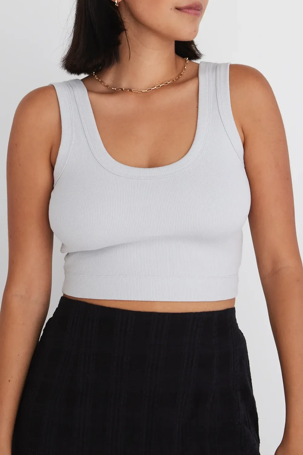 Salted Grey Crop Rib Singlet