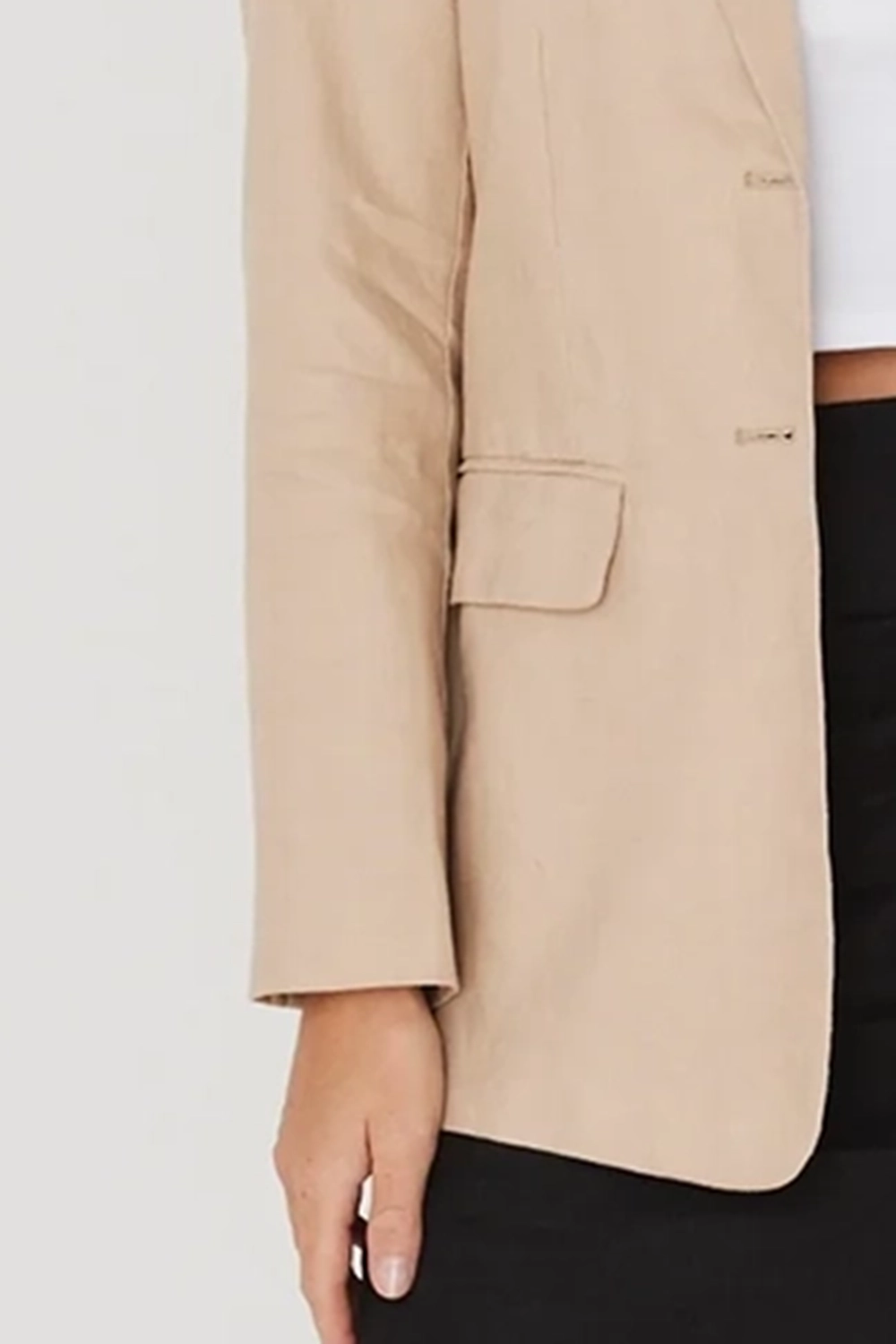 Aster Desert Sand Linen Single Breasted Longline Blazer