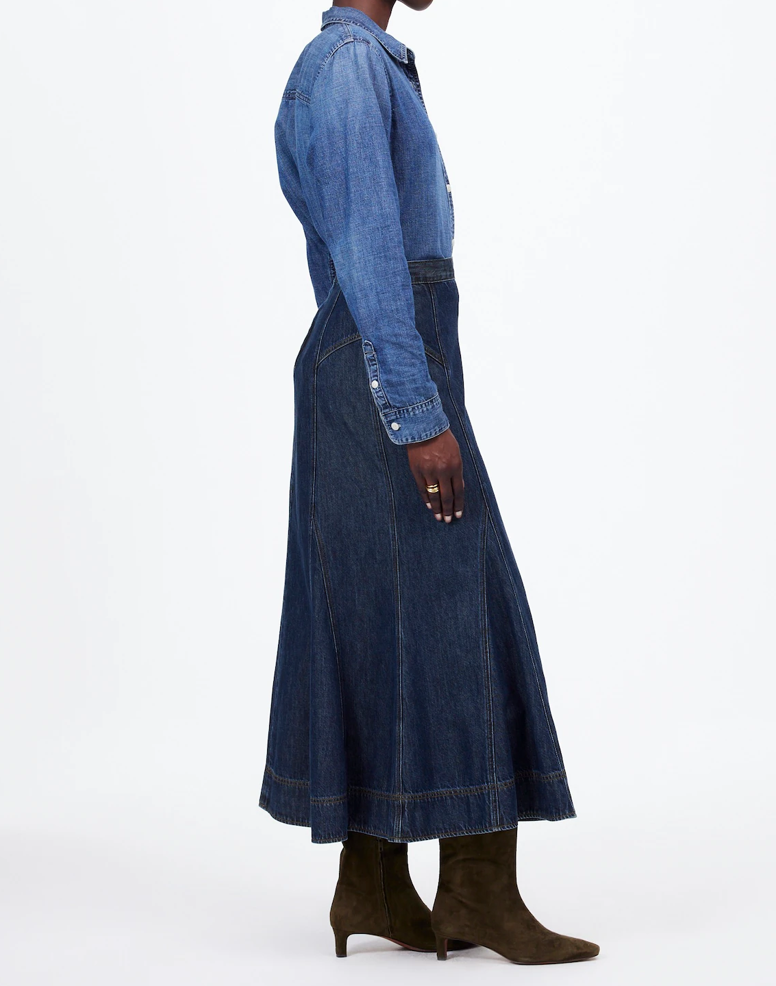 Denim Midi Circle Skirt Wash: Airy Denim Edition