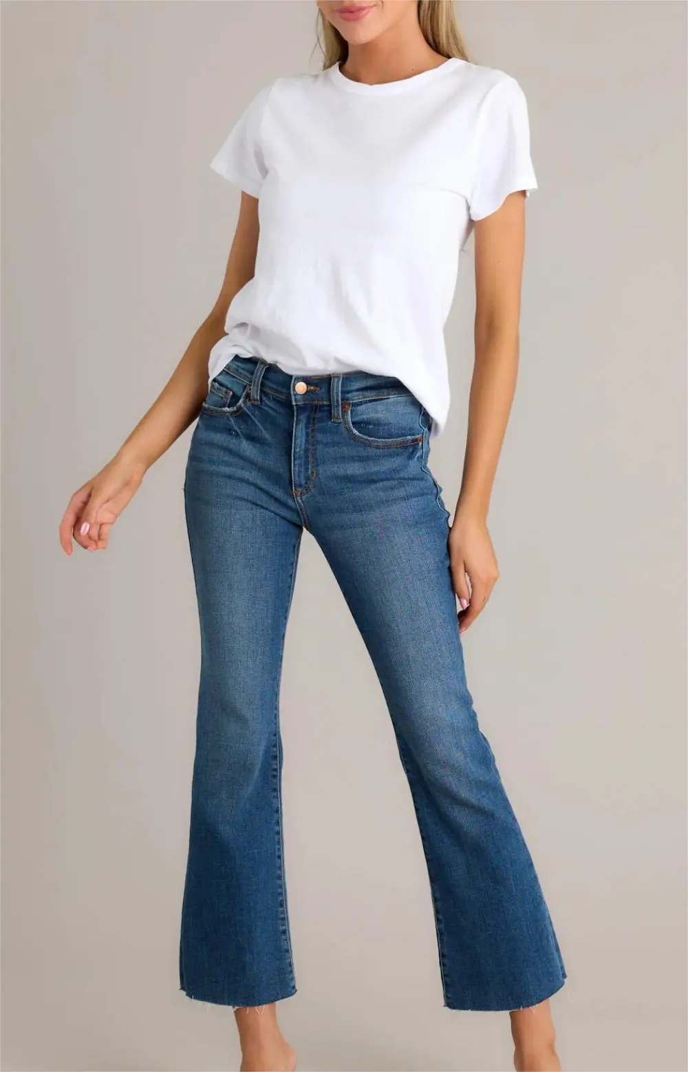 THE FUN SIDE MEDIUM WASH CROPPED FLARE JEANS