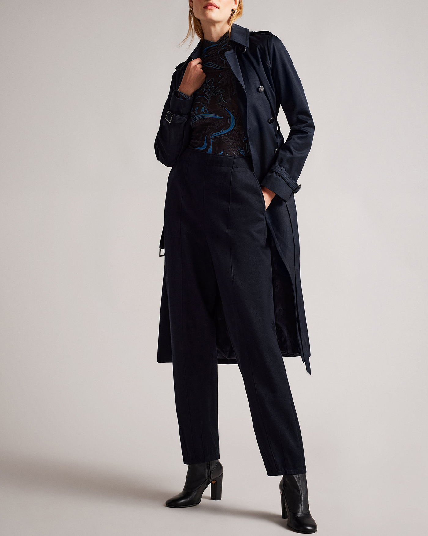 Robbii Showerproof Trench Coat Navy