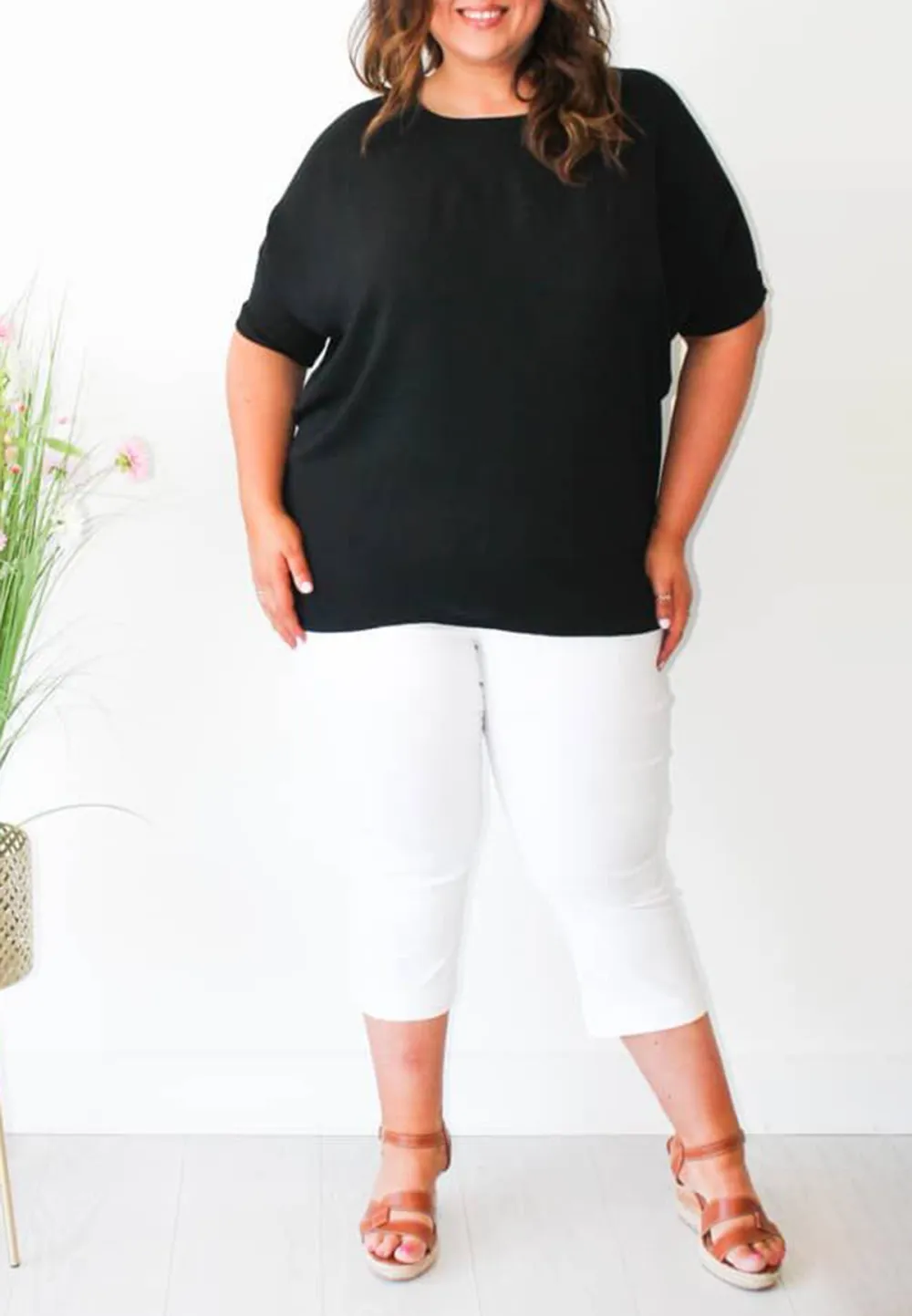 Black Round Neck Top