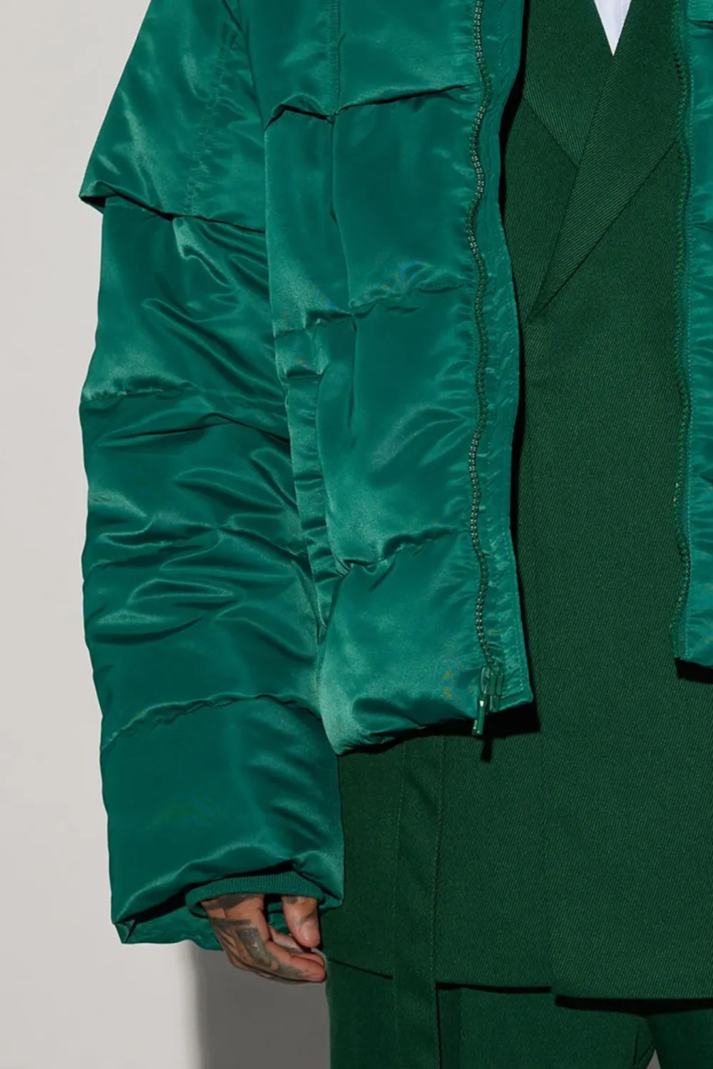 Enjoy Life Nylon Puffer Jacket - Green