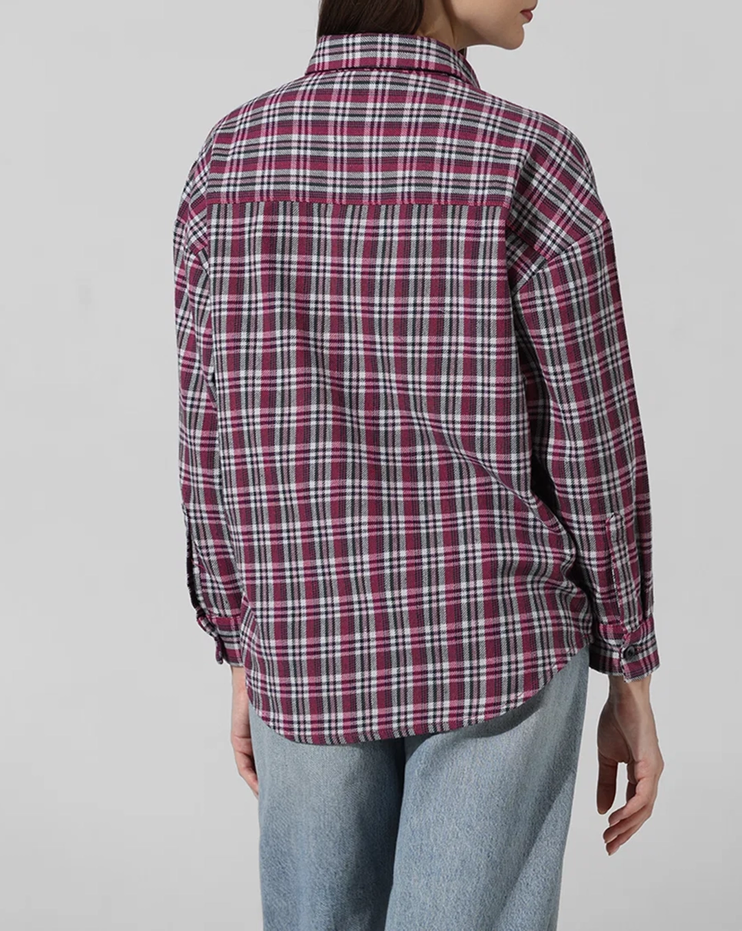 Pink Oversized Checked Shirt