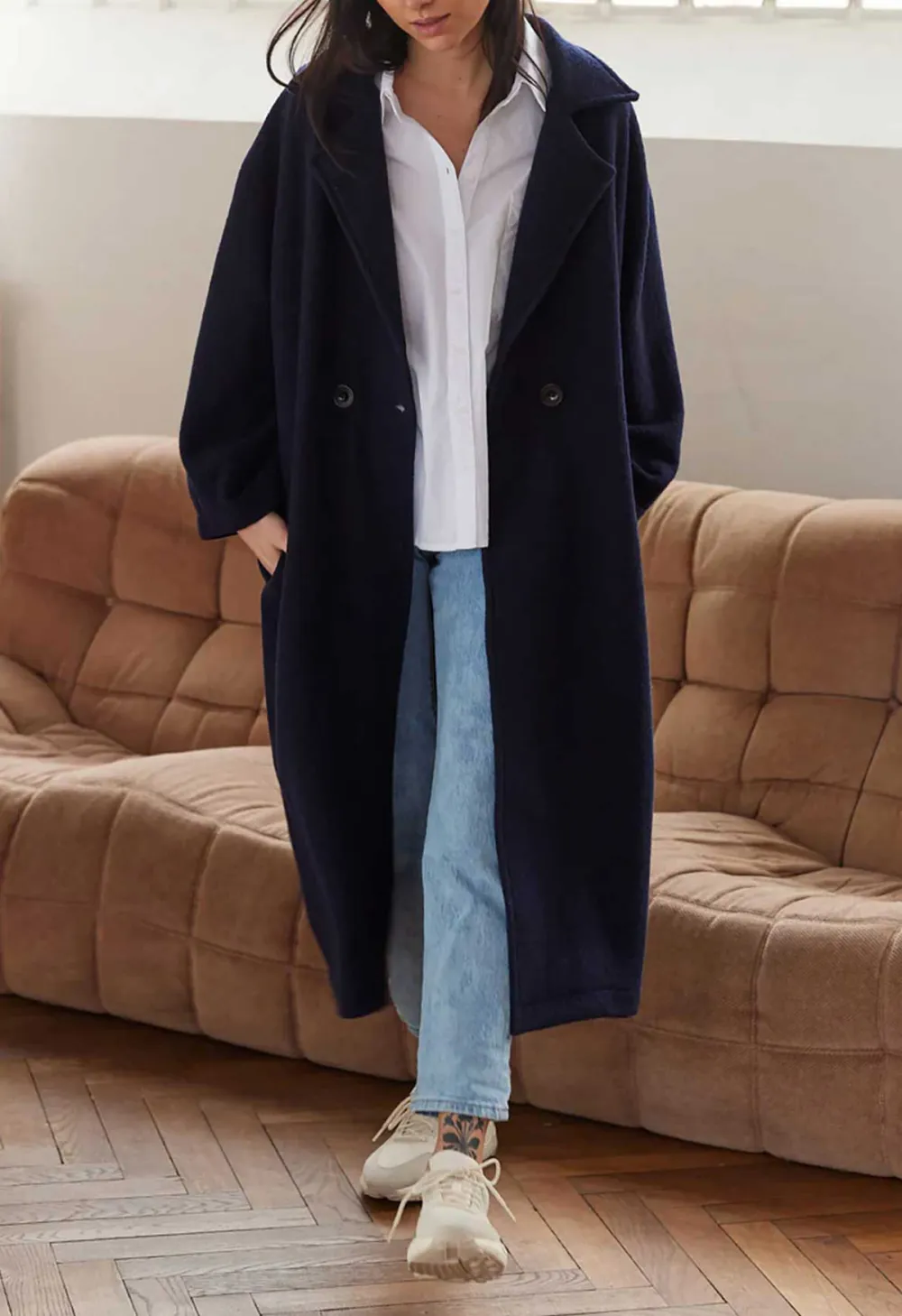 Navy Wool Coat Jacket