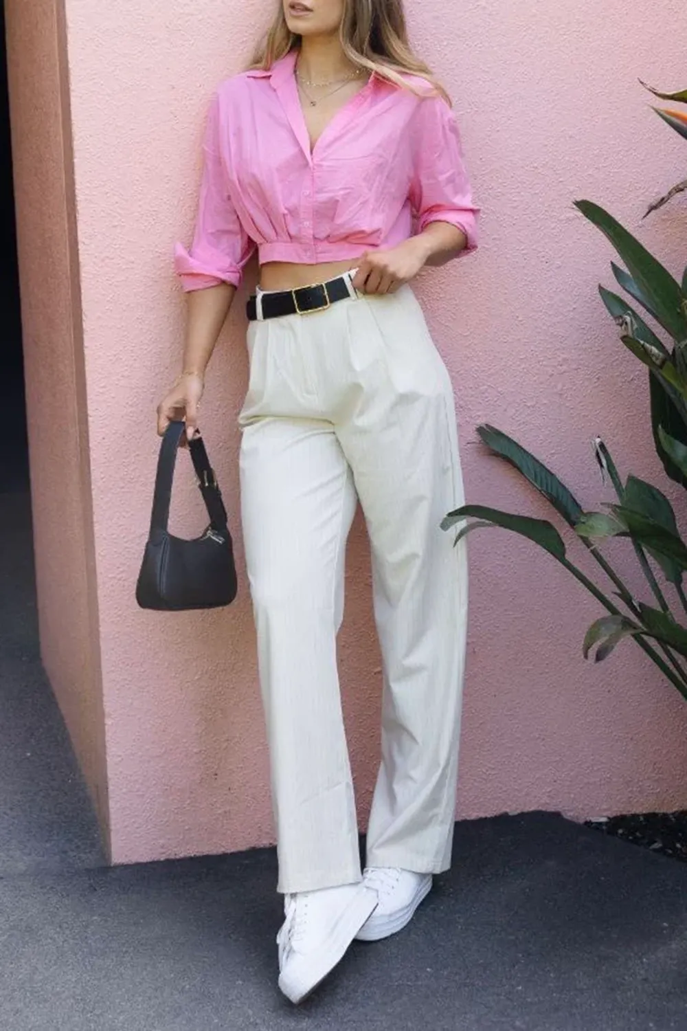 Gifted Barbie Pink Poplin Cropped Shirt