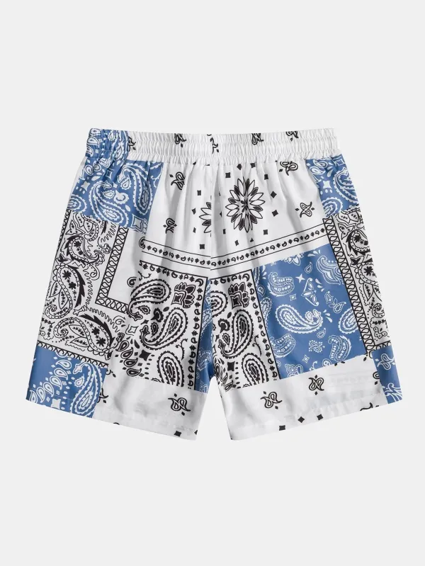 Paisley Print Drawstring Shorts