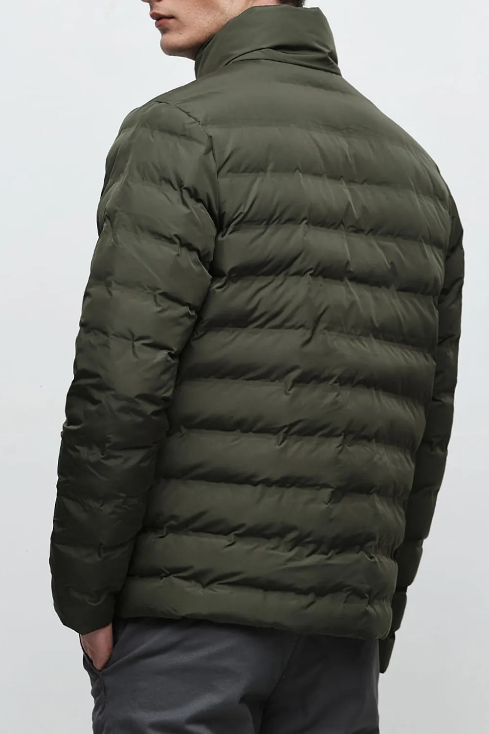 Green High Neck Quilted Jacket