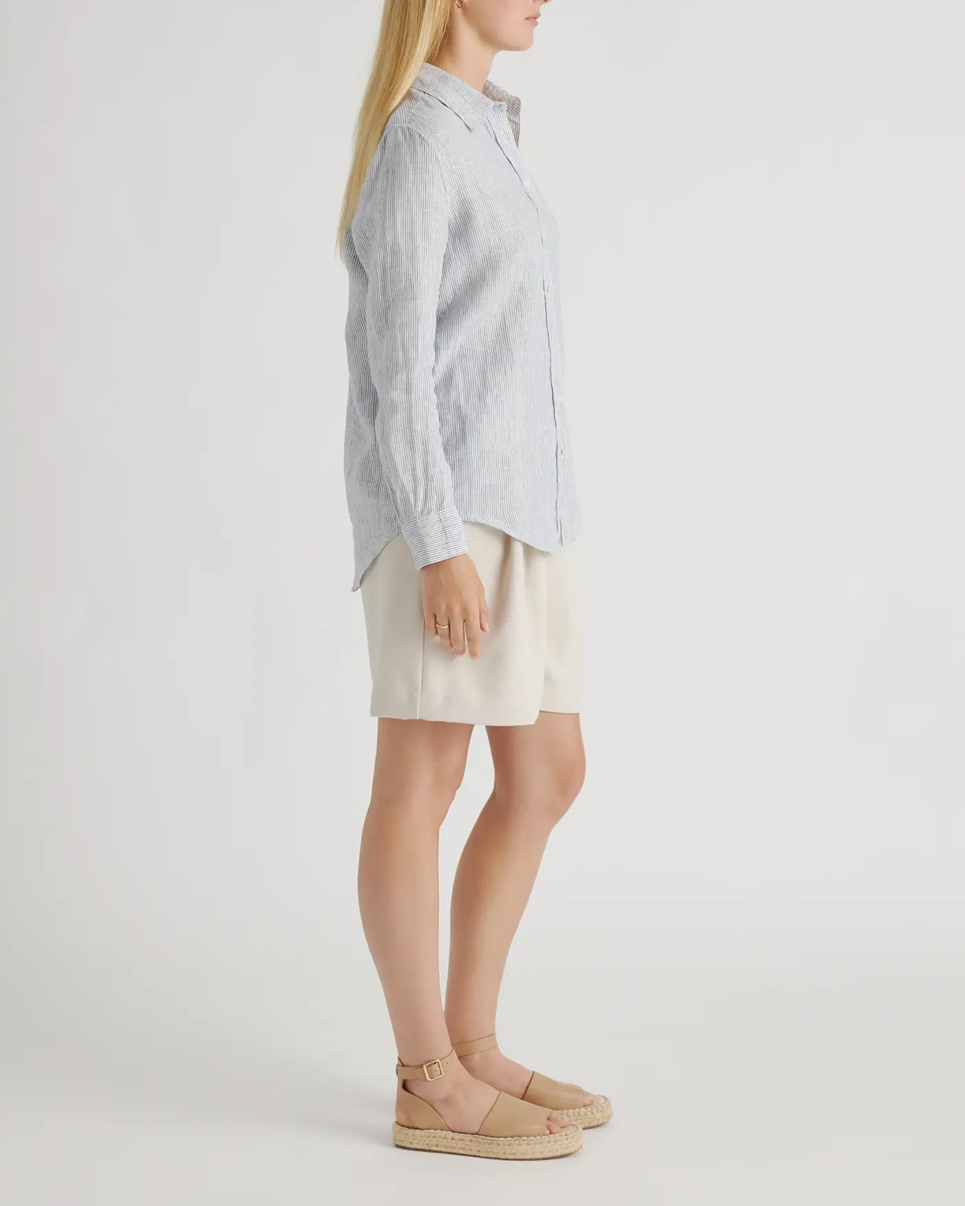 Slight Stretch 100% European Linen Long Sleeve Shirt