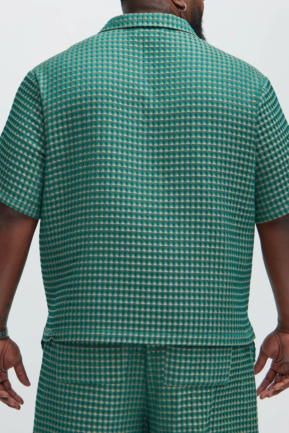 Dimensional Textured Button Up Shirt - Greencombo