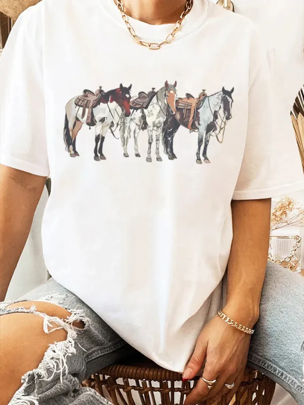 Western Horse Pattern T-shirt