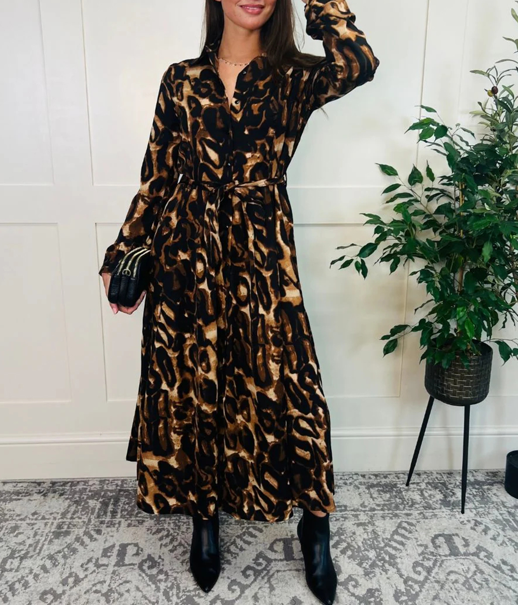 Freya Leopard Print Shirt Dress