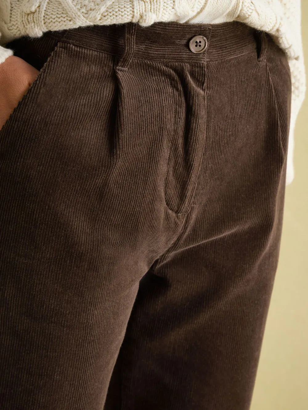 Calla Dark Brown Corduroy Tapered Trousers