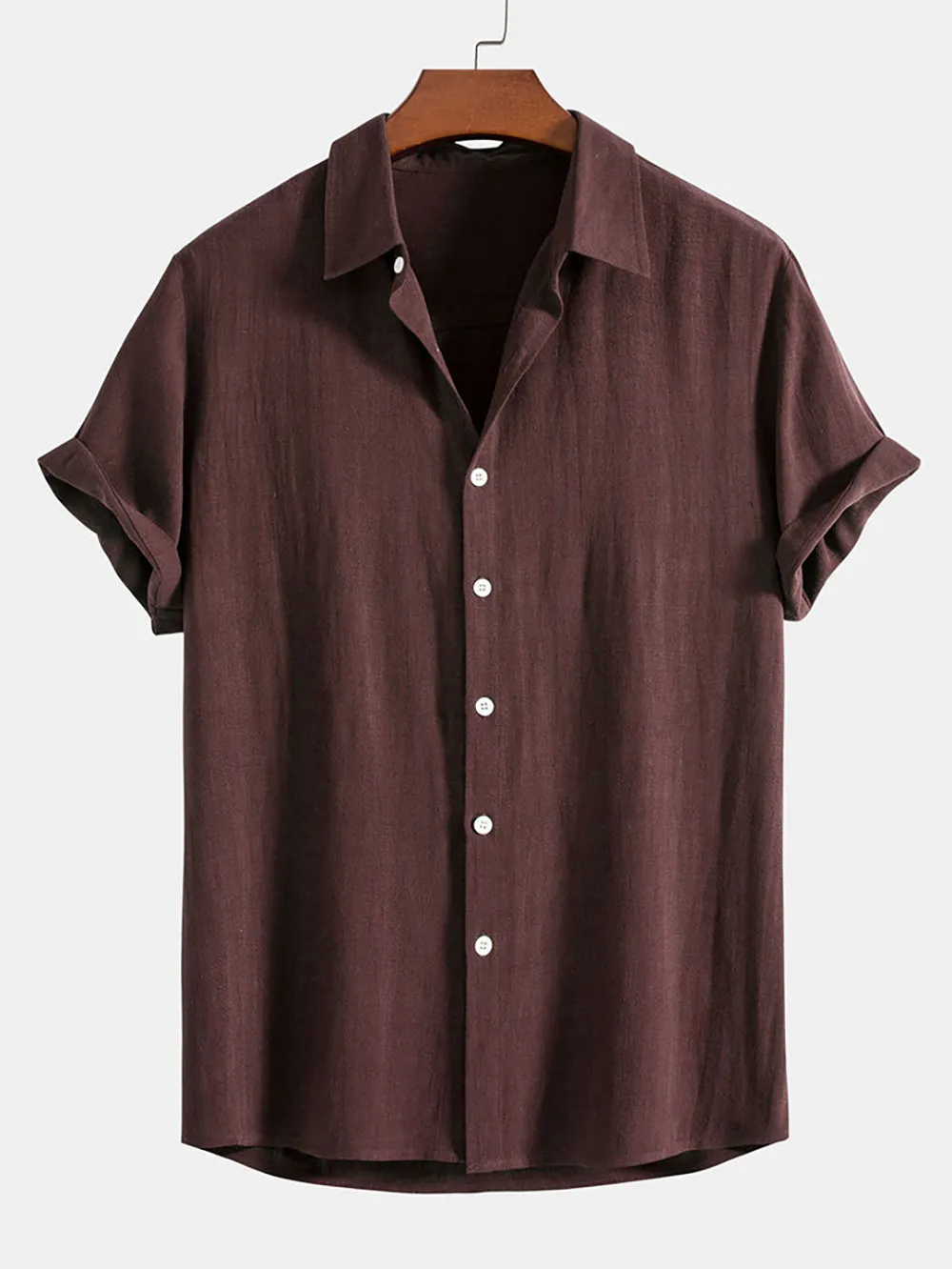 Linen Rayon Blend Button Up Shirt