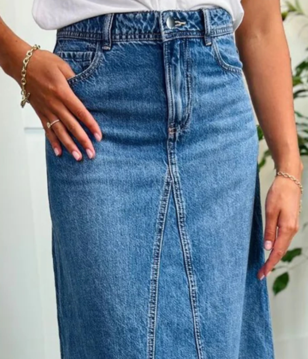 Denim A line Maxi Skirt