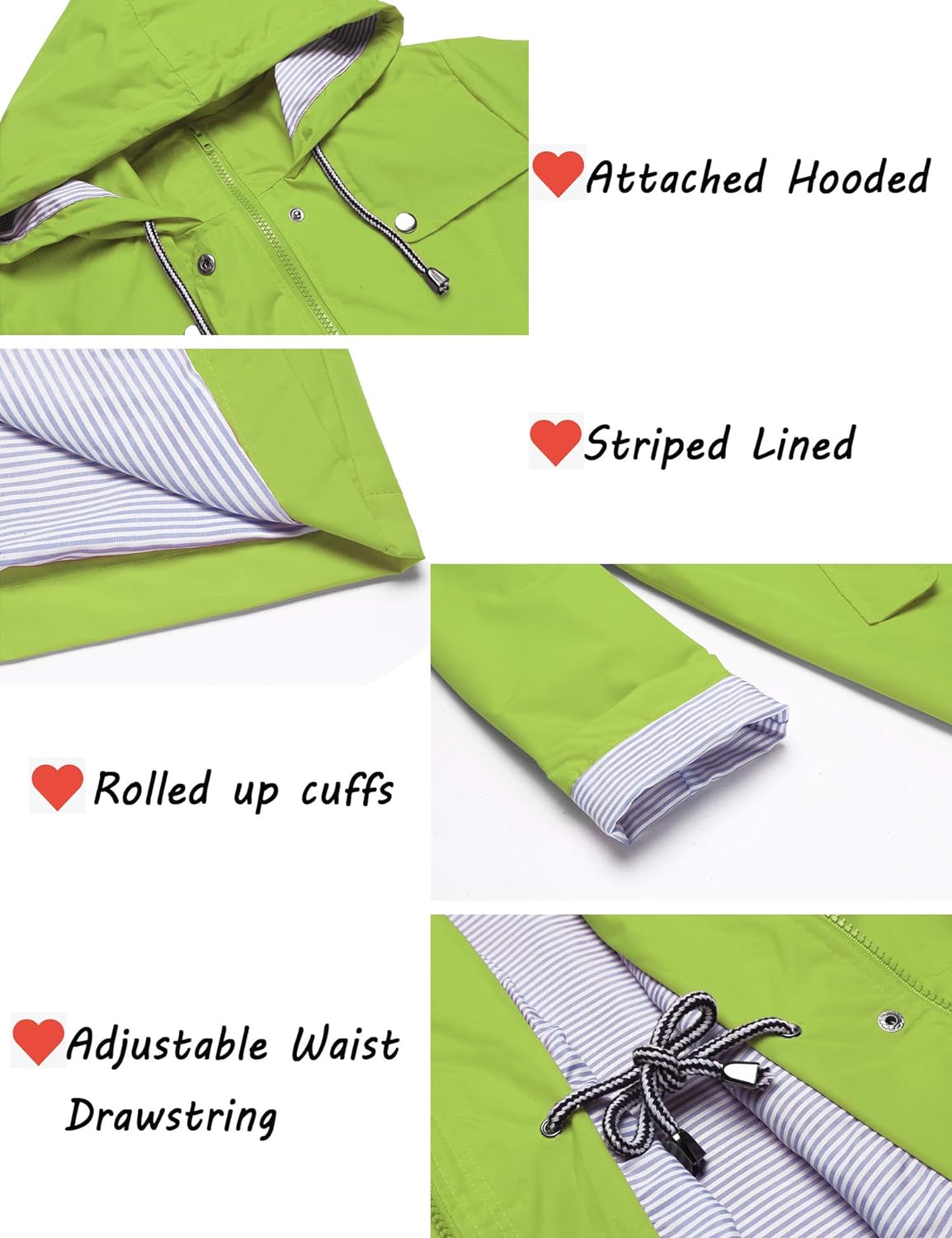Womens Lightweight Hooded Waterproof Active Outdoor Rain Jacket S-XXL