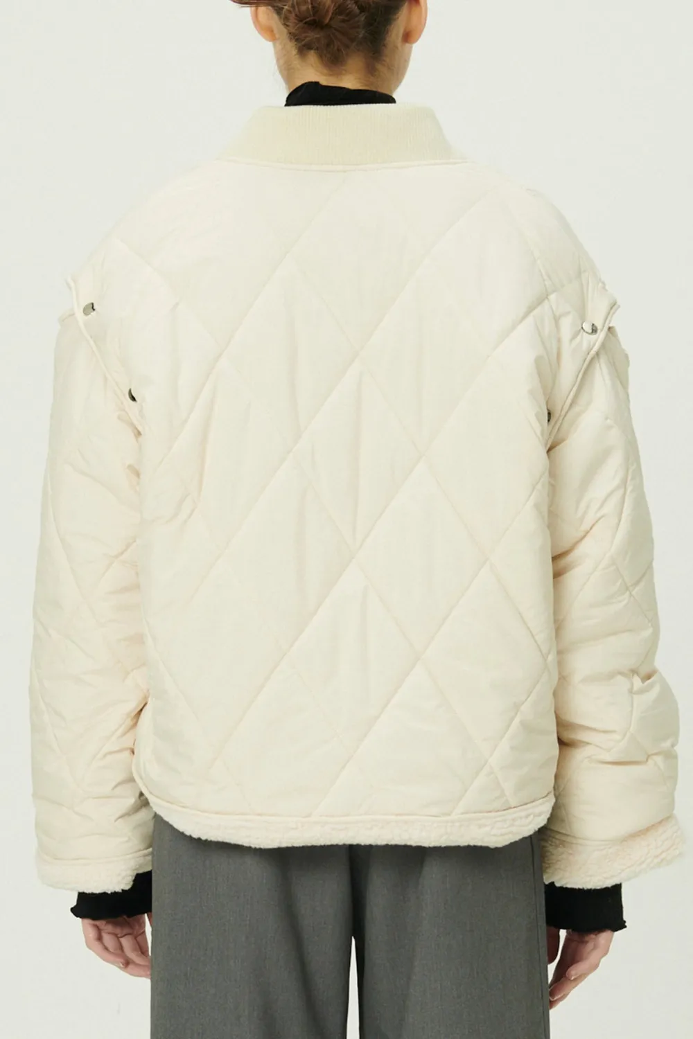 Eileen Quilted Sherpa Coat w/Detachable Sleeve