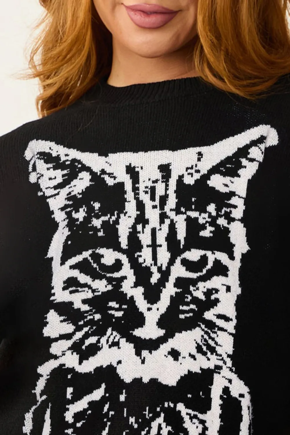 Black Halloween Graphic Soft Knit Sweater