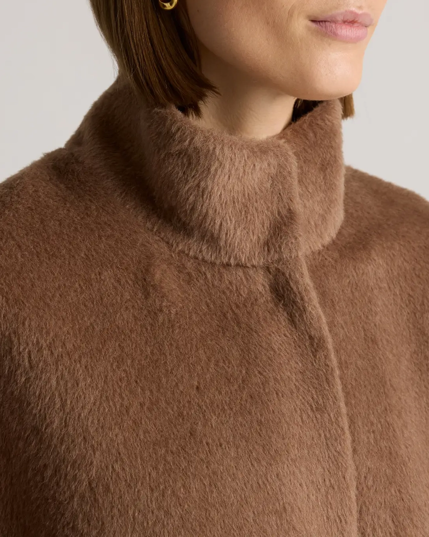 Alpaca-Wool Stand Collar Coat