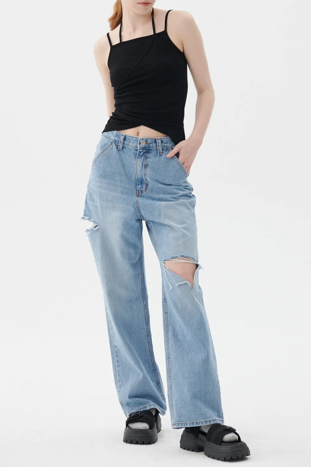 Cassidy Cutout Wide Jeans