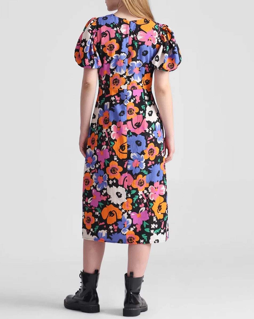 Multi-Coloured Floral Midi Dress