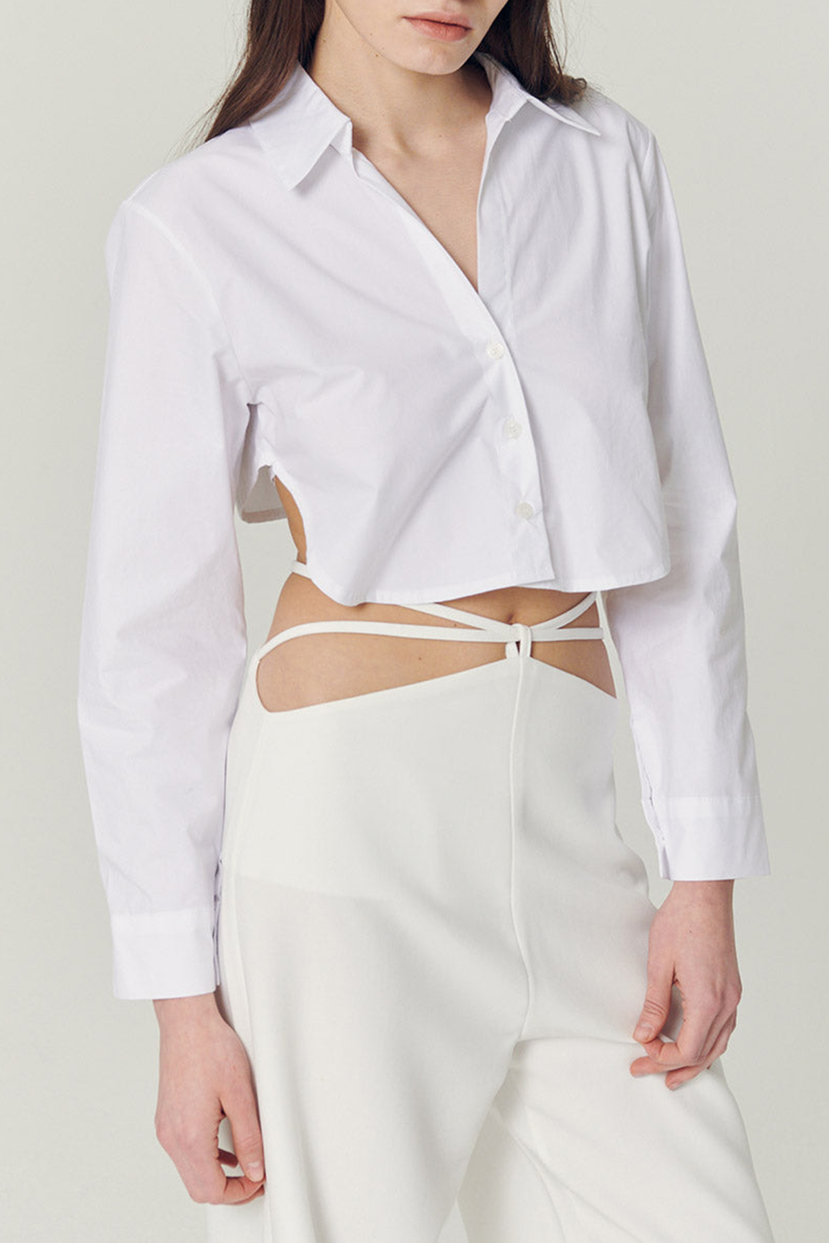 Mila Back String Crop Shirt