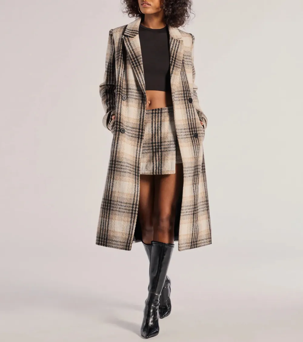 Classic Charm Plaid Trench Coat