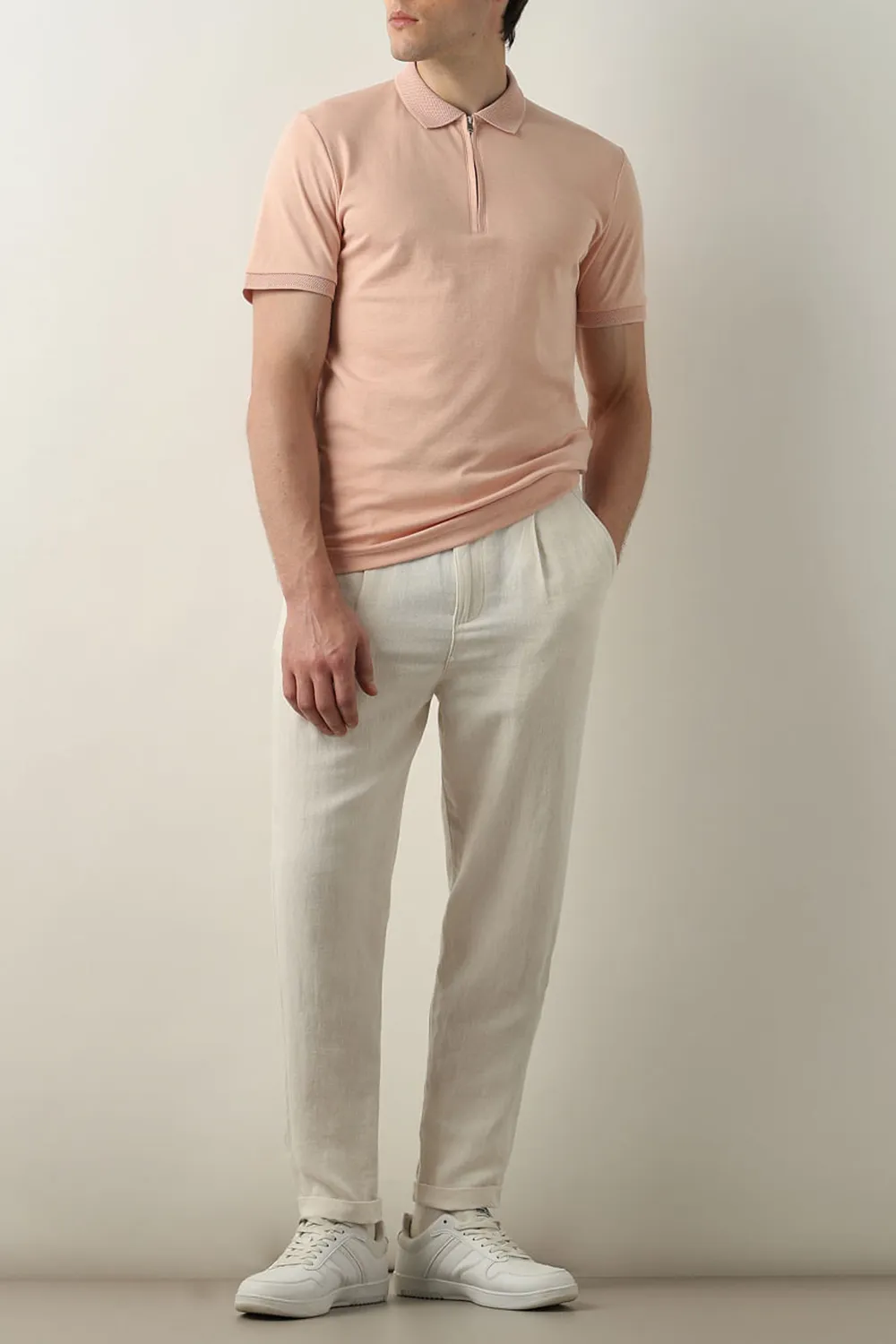 Pink Zip Detail Polo T-shirt