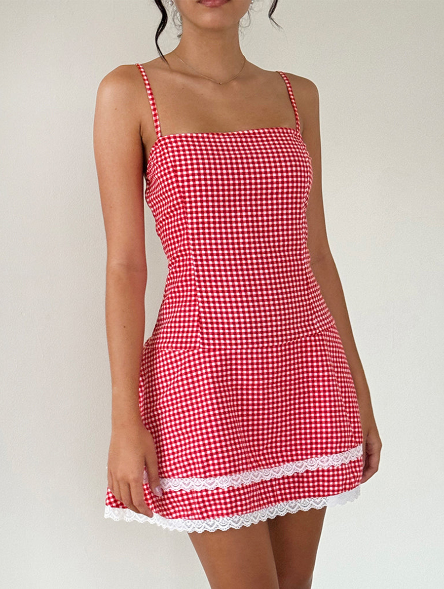 Flossie Mini Dress In Red Gingham