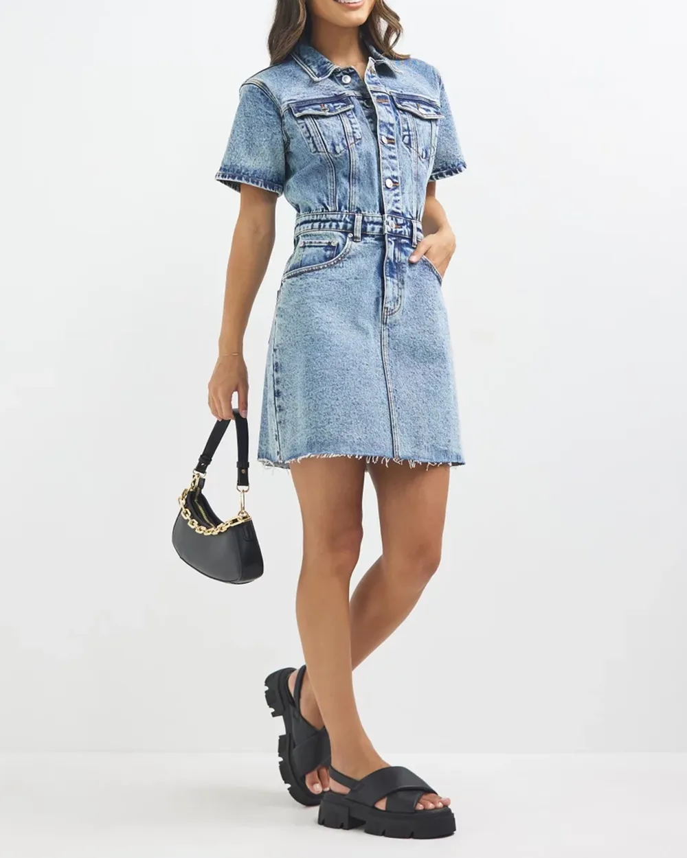 Latest Campaign Denim Longsleeve Mini Dress