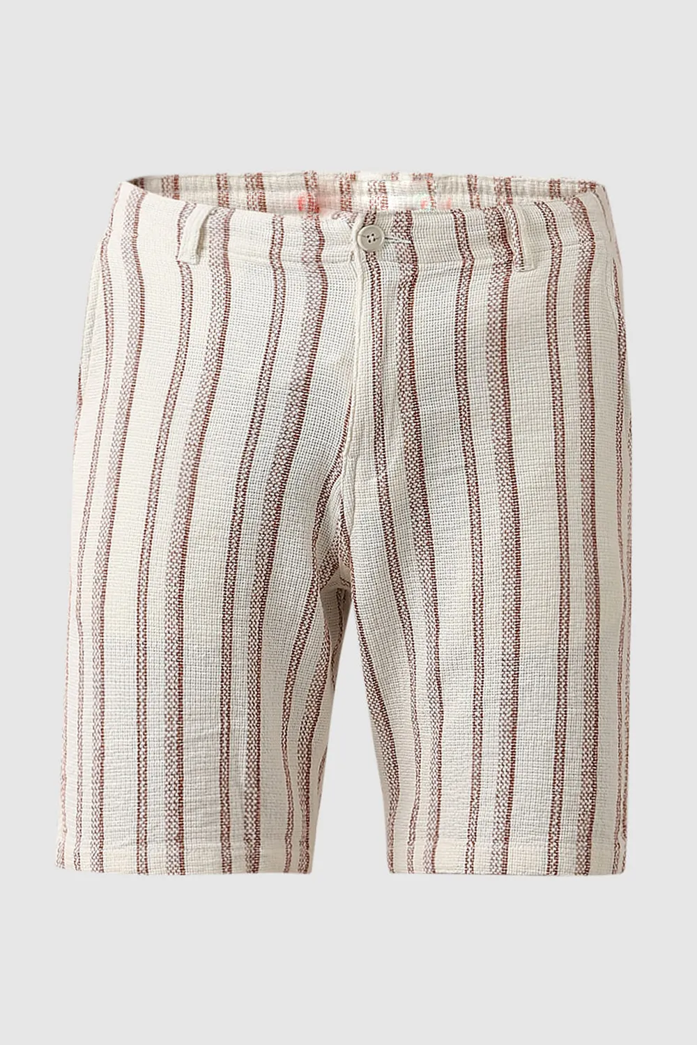 Beige Striped Co-ord Set Shorts