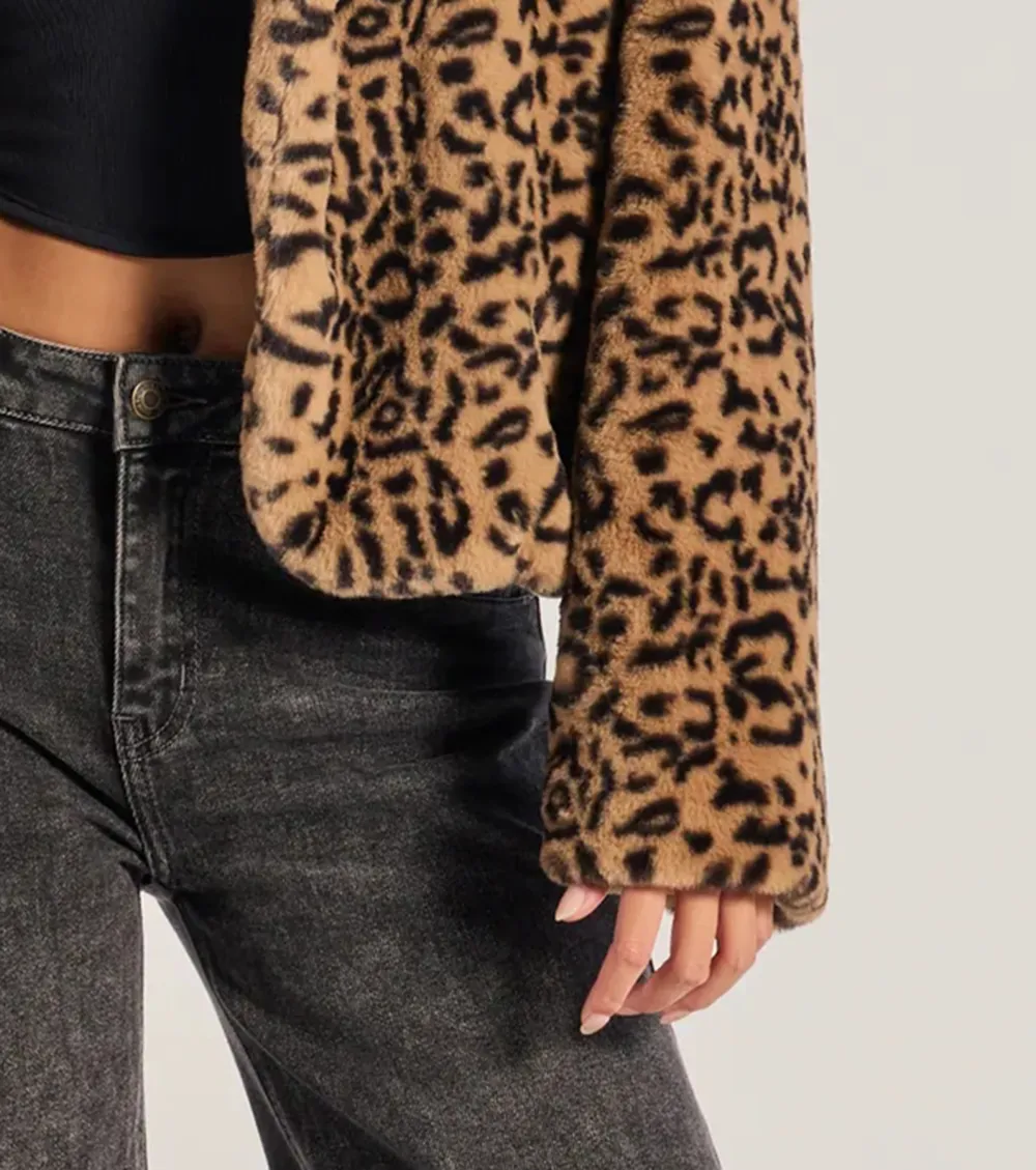 Luxe Glam Leopard Print Faux Fur Jacket